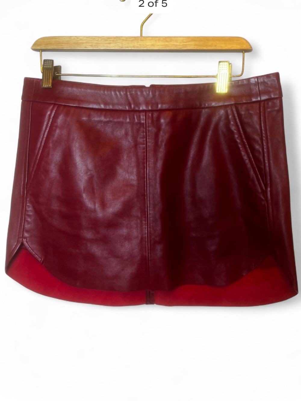 Michelle Mason Vibrant Red Leather Mini Skirt Size 8